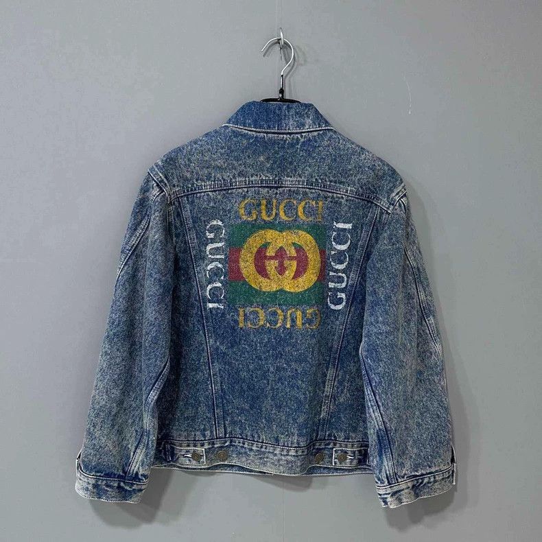 Gucci Distressed Logo Denim Jacket by Gucci-yf Size US M / EU 48-50 / 2 - 4 Thumbnail