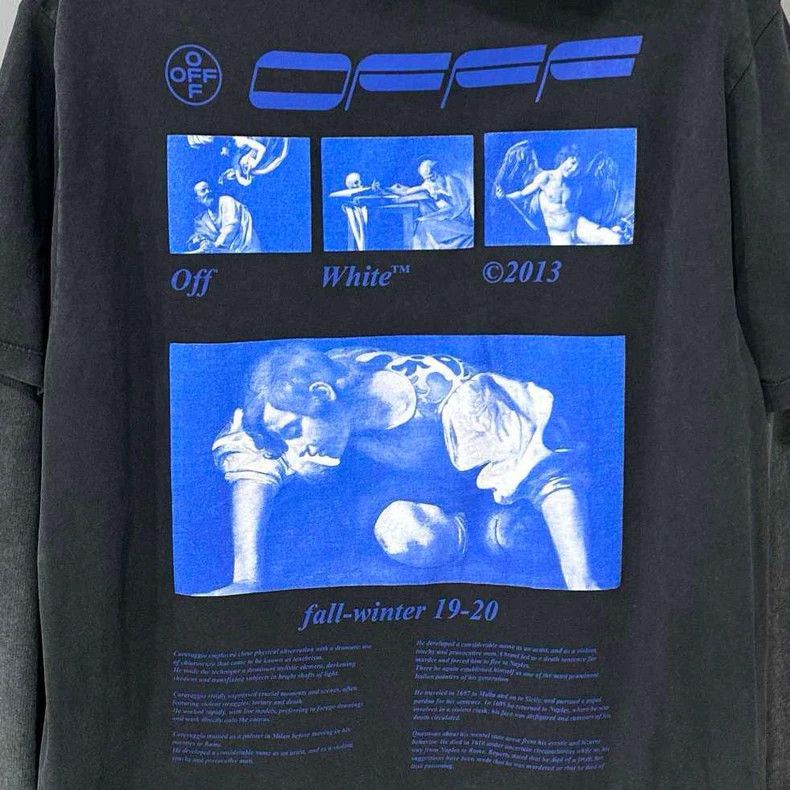 Off-White Oil Painting Logo Hoodie with Blue Accents-yf Size US S / EU 44-46 / 1 - 4 Thumbnail