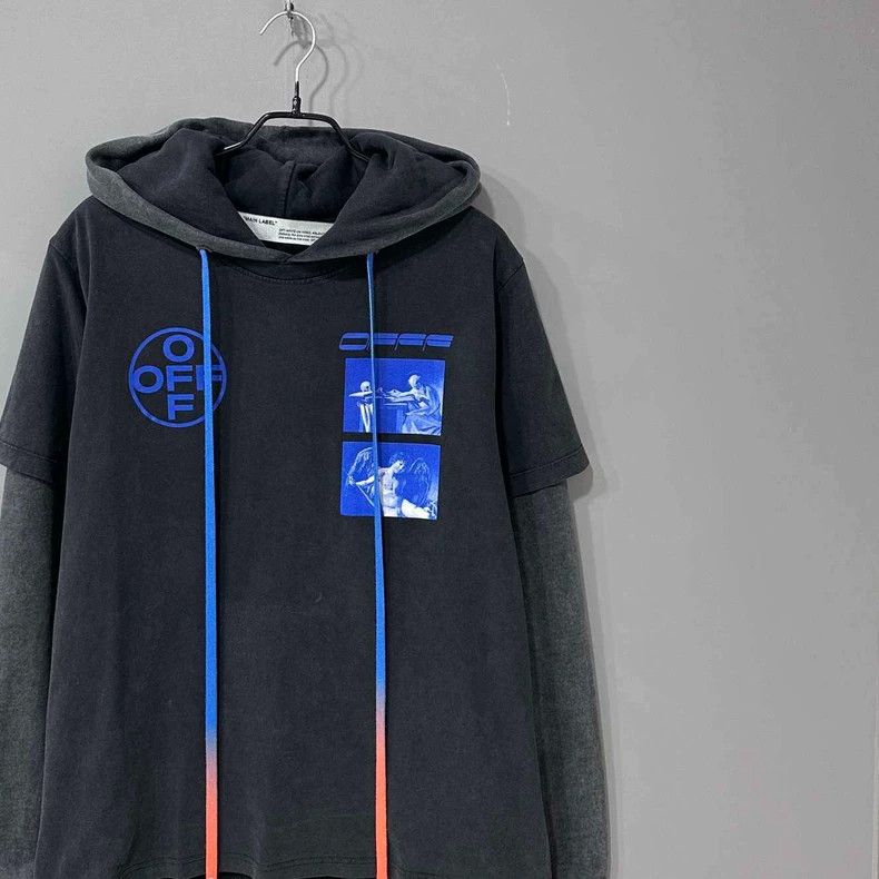 Off-White Oil Painting Logo Hoodie with Blue Accents-yf Size US S / EU 44-46 / 1 - 2 Thumbnail