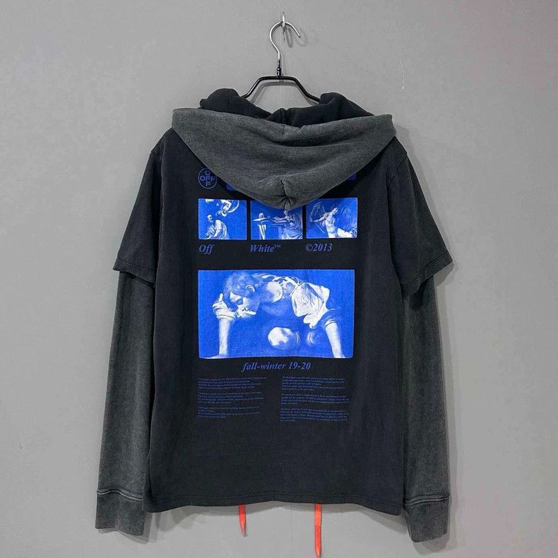 Off-White Oil Painting Logo Hoodie with Blue Accents-yf Size US S / EU 44-46 / 1 - 3 Thumbnail