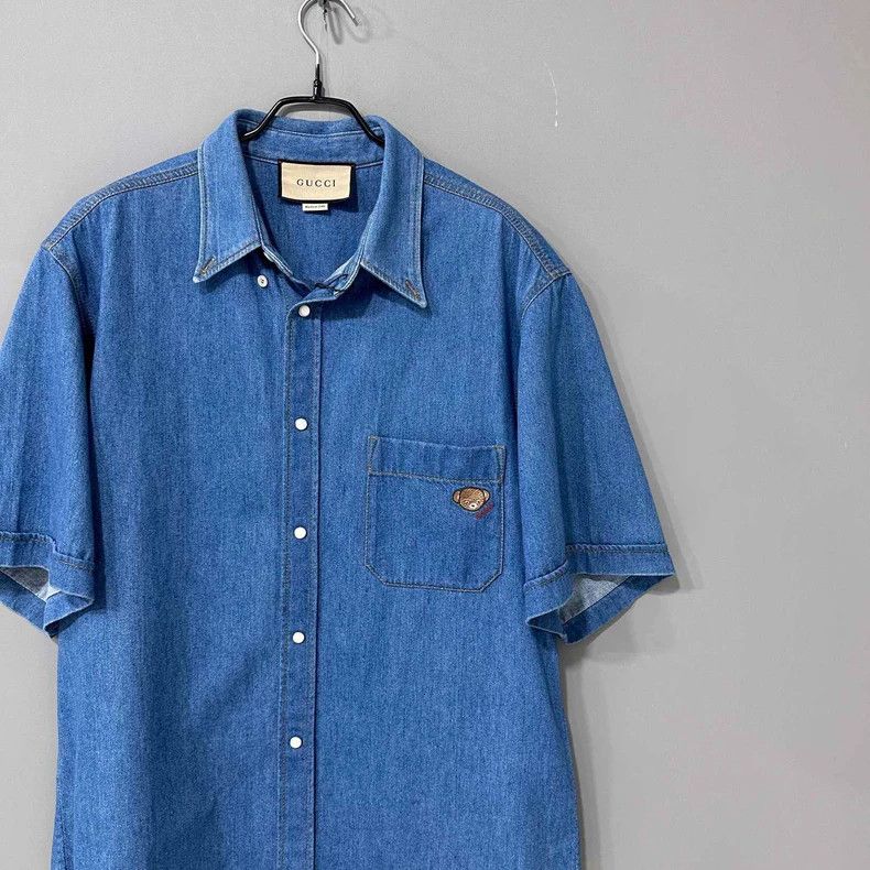 Gucci Gucci Denim Shirt with Bear Logo-yf Size US L / EU 52-54 / 3 - 2 Thumbnail