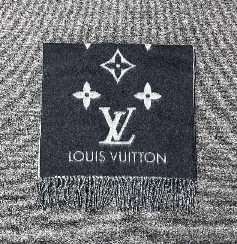 Classic Black Gray Cashmere Scarf-yf