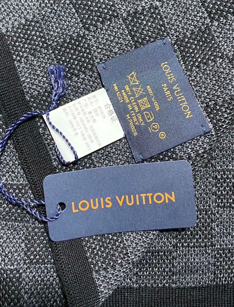 Louis Vuitton Black Gray Checkered Logo Scarf-yf Size ONE SIZE - 5 Thumbnail