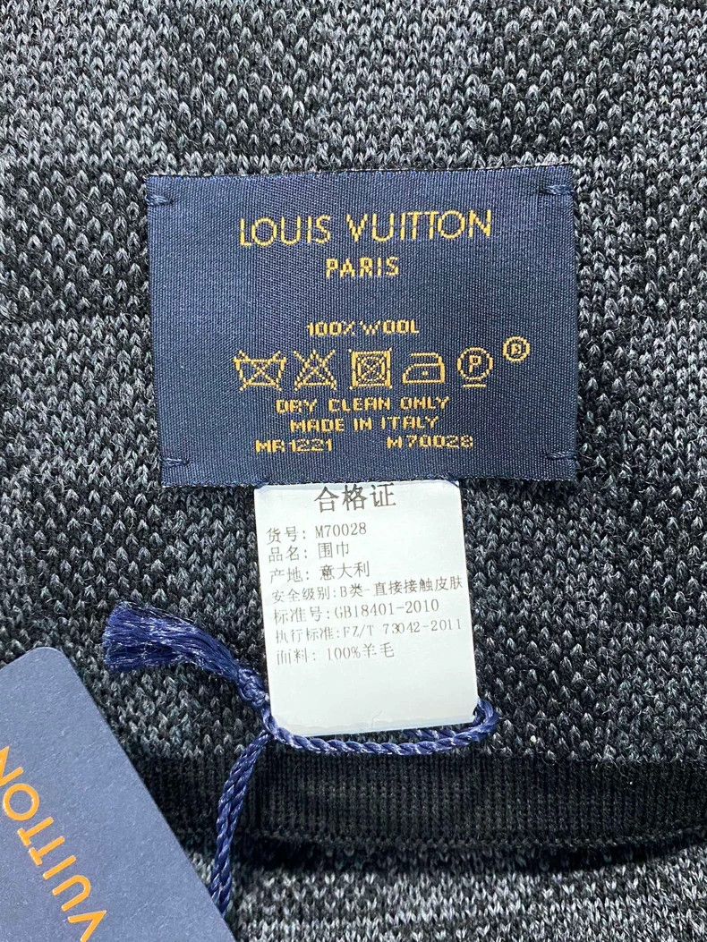 Louis Vuitton Black Gray Checkered Logo Scarf-yf Size ONE SIZE - 6 Thumbnail