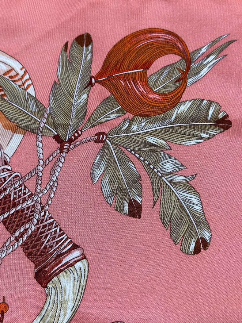 Hermes Hermes Pink Silk Scarf with Print-yf Size ONE SIZE - 6 Thumbnail