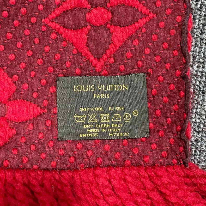 Louis Vuitton Red Wool Printed Scarf by Louis Vuitton-yf Size ONE SIZE - 4 Thumbnail