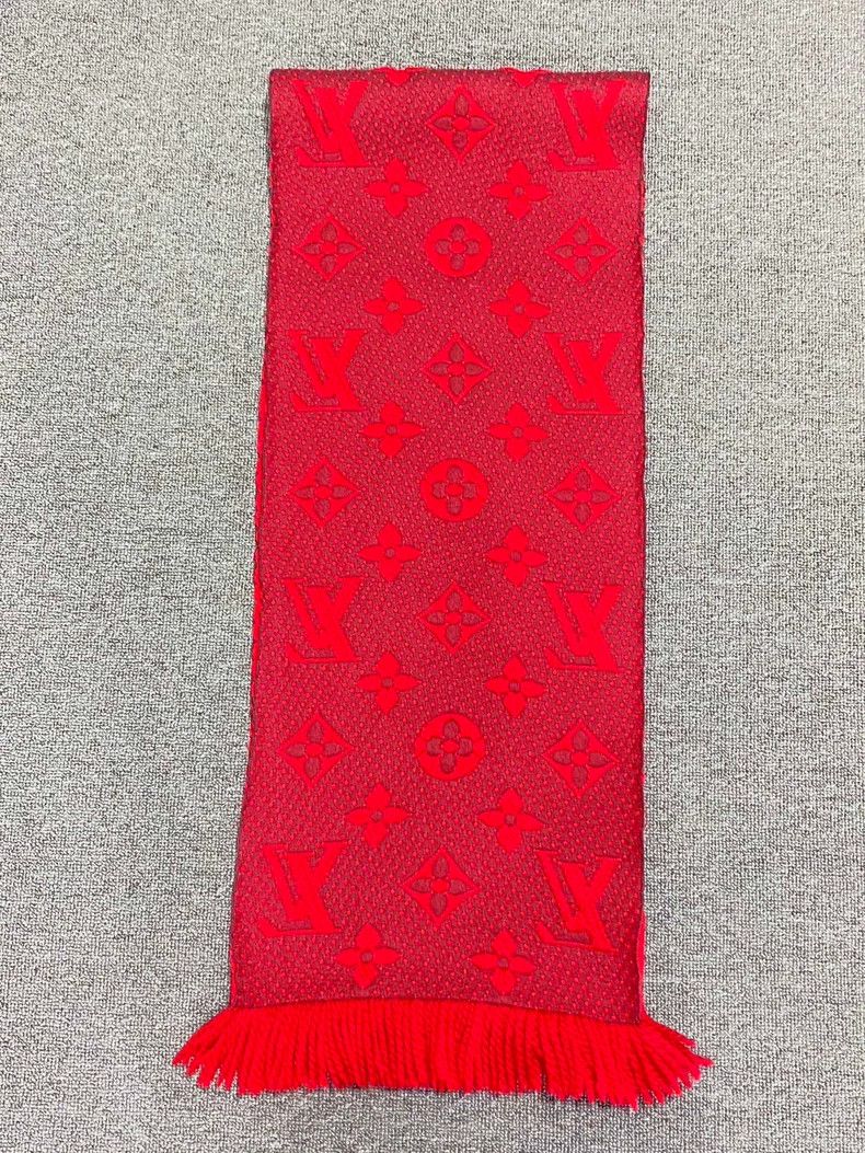 Louis Vuitton Red Wool Printed Scarf by Louis Vuitton-yf Size ONE SIZE - 2 Thumbnail