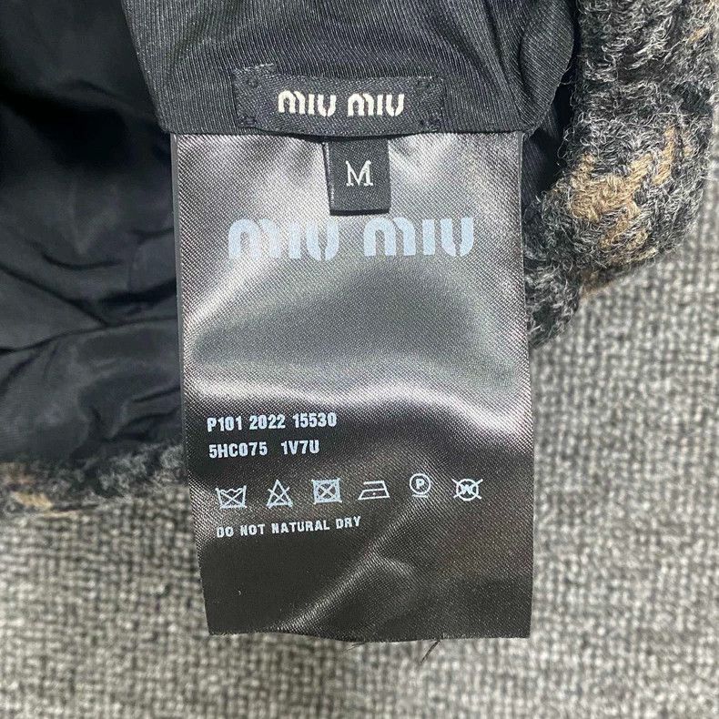Miu Miu Miu Miu Plaid Beret Hat in Gray-yf Size ONE SIZE - 4 Thumbnail