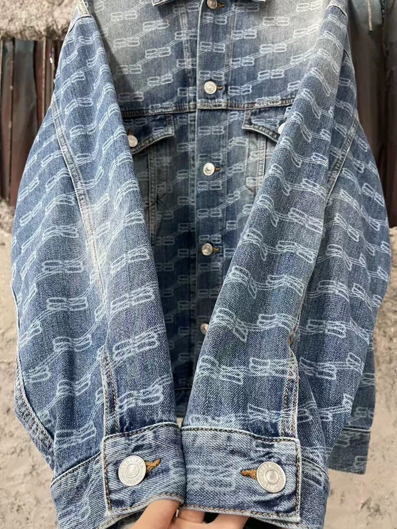 Balenciaga Balenciaga Full Print Lock Denim Jacket-yf Size US XS / EU 42 / 0 - 5 Thumbnail