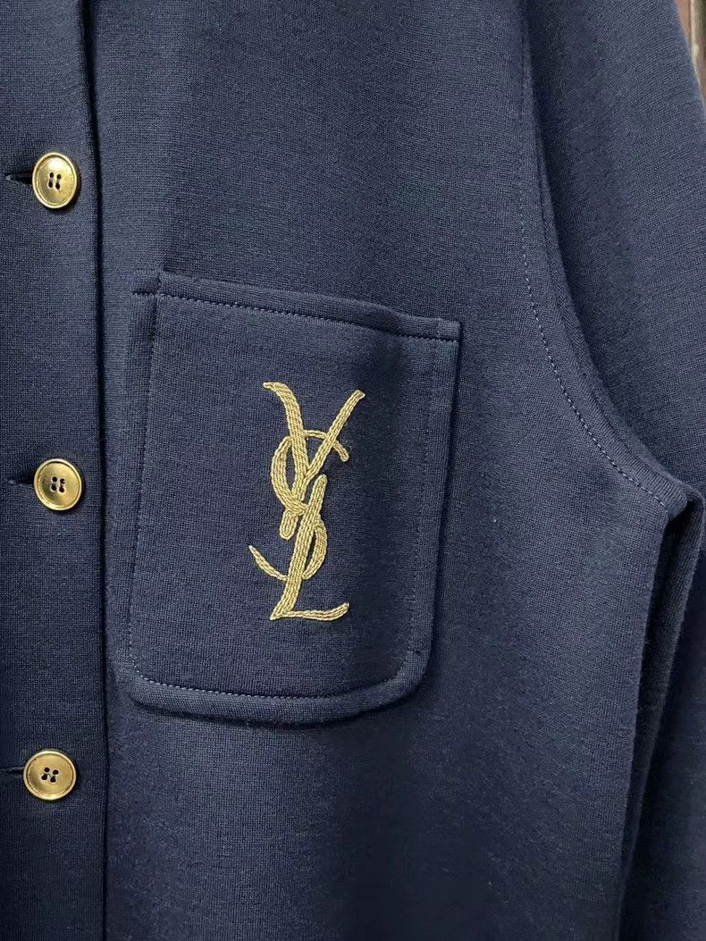 Saint Laurent Paris Saint Laurent Navy Blue Embroidered Jacket-yf Size US M / EU 48-50 / 2 - 5 Thumbnail