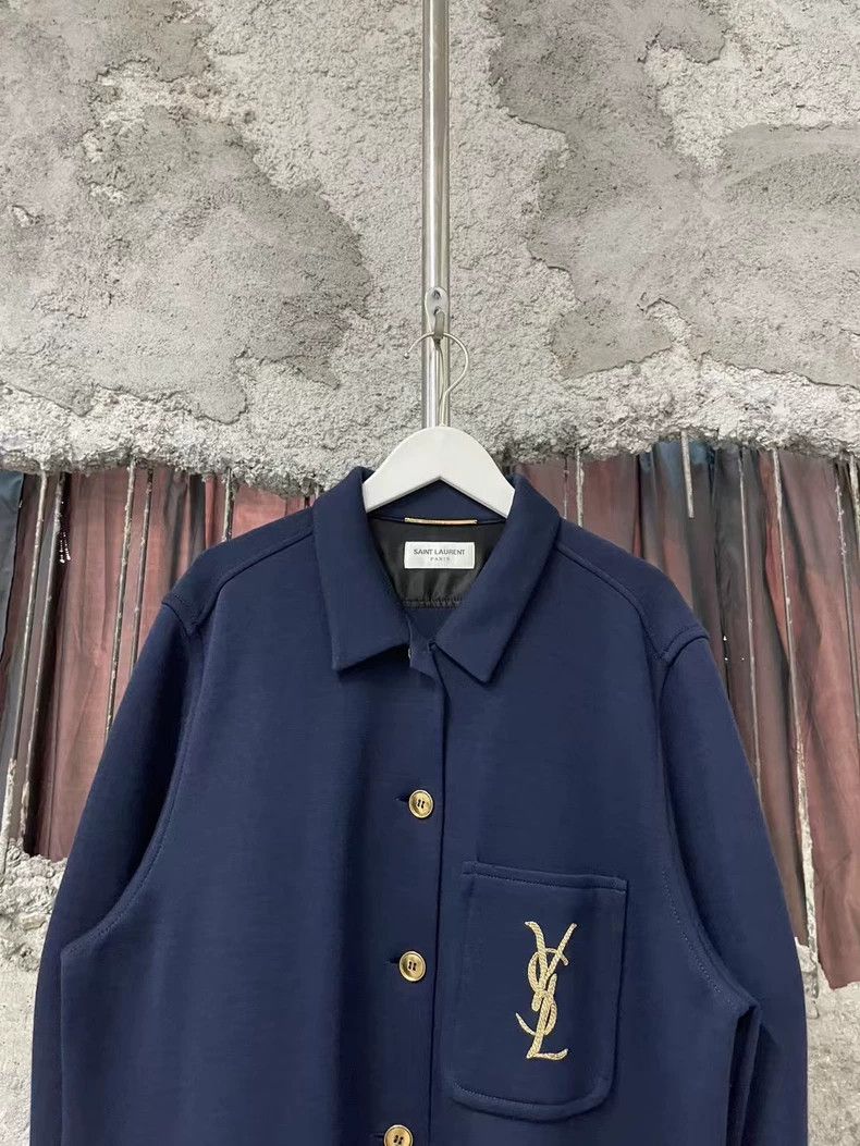 Saint Laurent Paris Saint Laurent Navy Blue Embroidered Jacket-yf Size US M / EU 48-50 / 2 - 3 Thumbnail