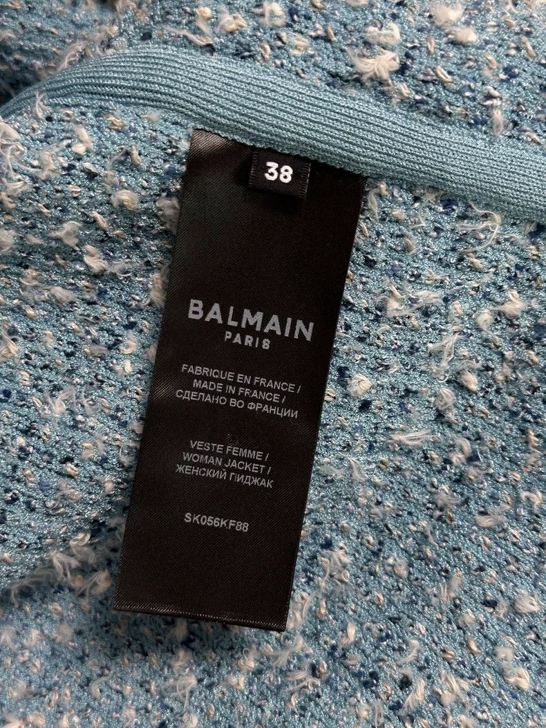 Balmain Balmain Blue and White Fringed Cardigan-yf Size US S / EU 44-46 / 1 - 5 Thumbnail