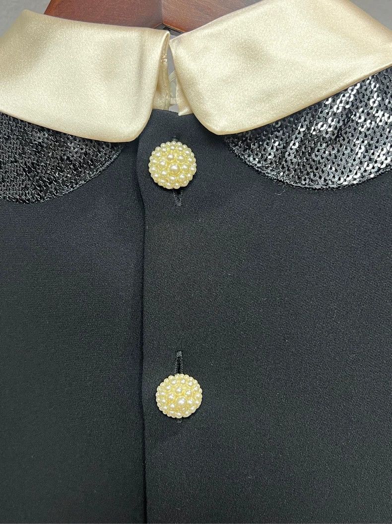 Miu Miu MiuMiu Black Sequin Pearl Button Dress-yf Size US 44 / EU 60 - 4 Thumbnail