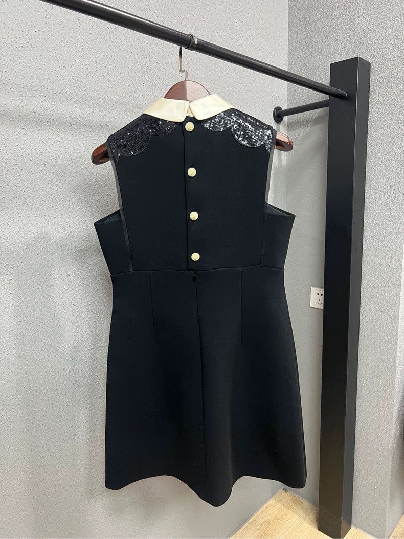 Miu Miu MiuMiu Black Sequin Pearl Button Dress-yf Size US 44 / EU 60 - 2 Thumbnail