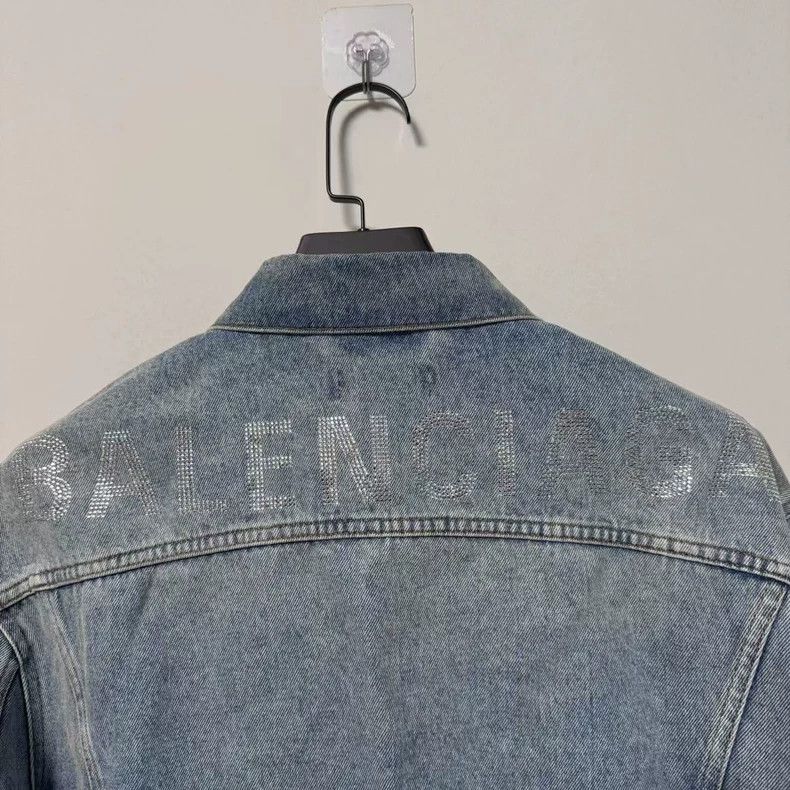 Balenciaga Balenciaga Rhinestone Denim Jacket Size 34-yf Size US M / EU 48-50 / 2 - 3 Thumbnail