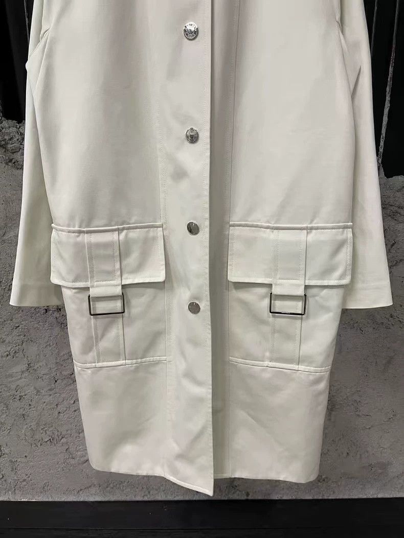 Hermes Hermes White Double Pocket Stand Collar Coat-yf Size US XS / EU 42 / 0 - 4 Thumbnail