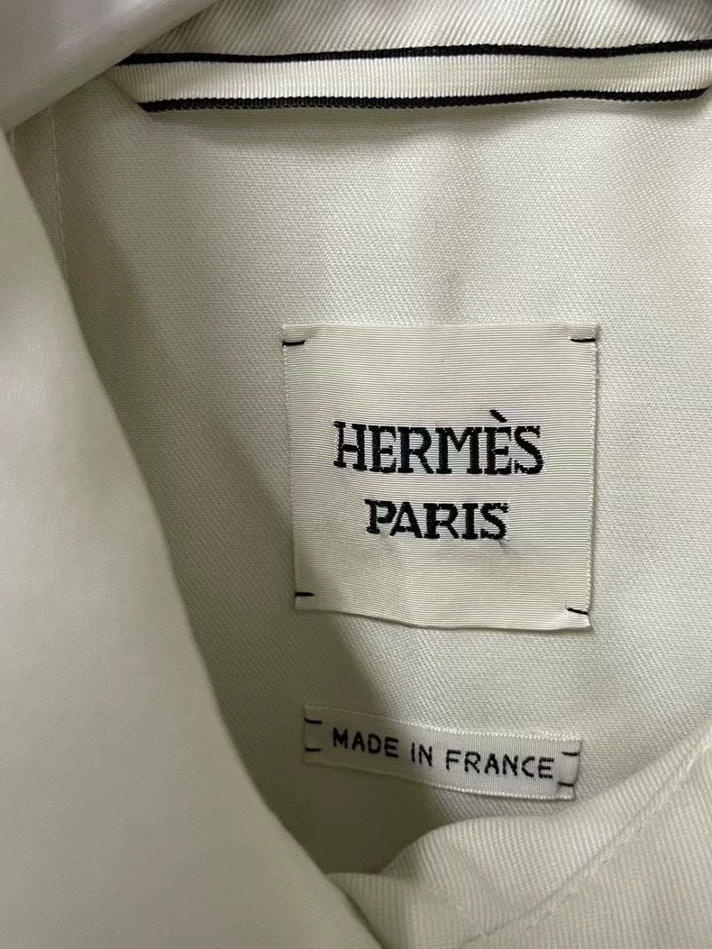 Hermes Hermes White Double Pocket Stand Collar Coat-yf Size US XS / EU 42 / 0 - 5 Thumbnail