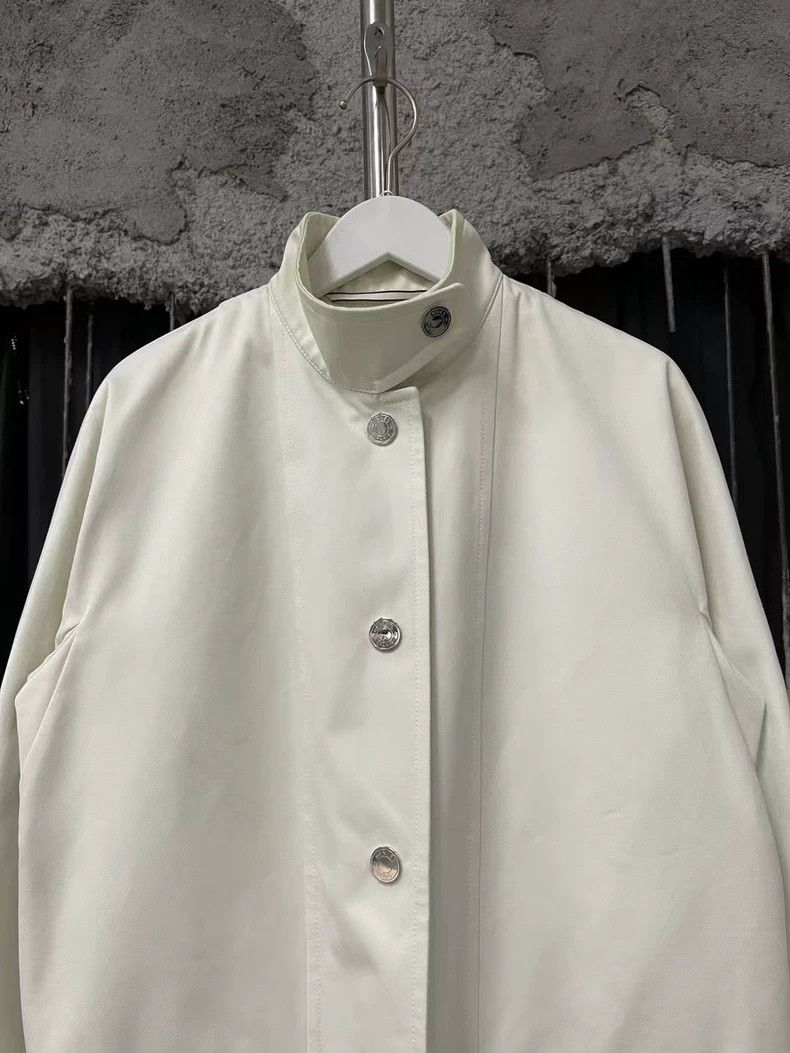 Hermes Hermes White Double Pocket Stand Collar Coat-yf Size US XS / EU 42 / 0 - 3 Thumbnail