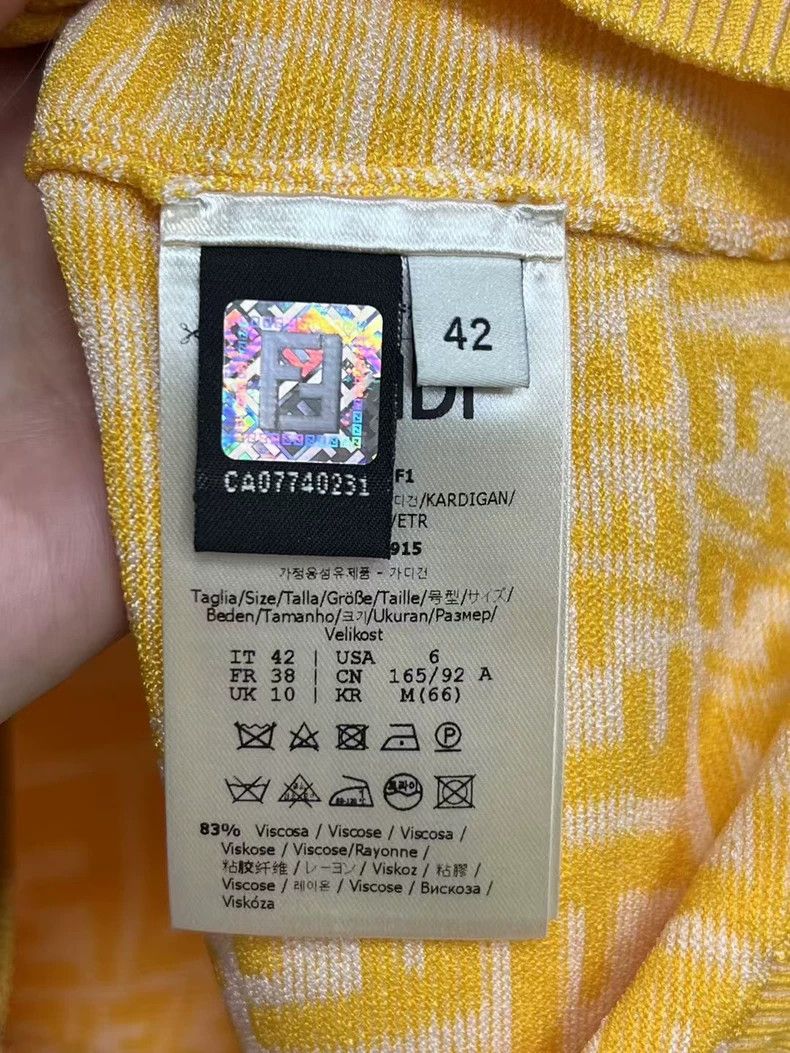 Fendi Fendi White Yellow Twisted Logo Knit Cardigan-yf Size US M / EU 48-50 / 2 - 4 Thumbnail