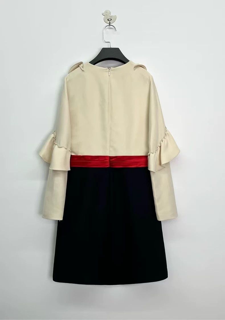 Gucci Gucci Beige Color Block Dress with Bow-yf Size US 42 / EU 58 - 2 Thumbnail