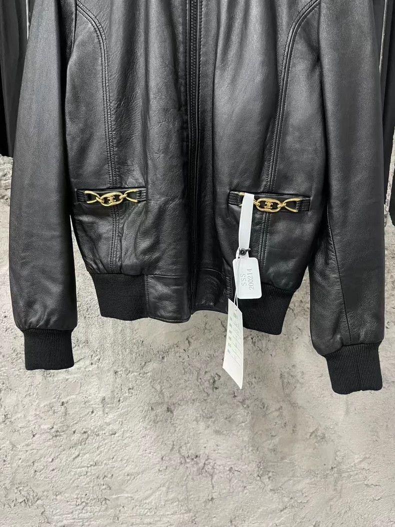 Celine Celine Black Leather Bomber Jacket-yf Size US S / EU 44-46 / 1 - 4 Thumbnail