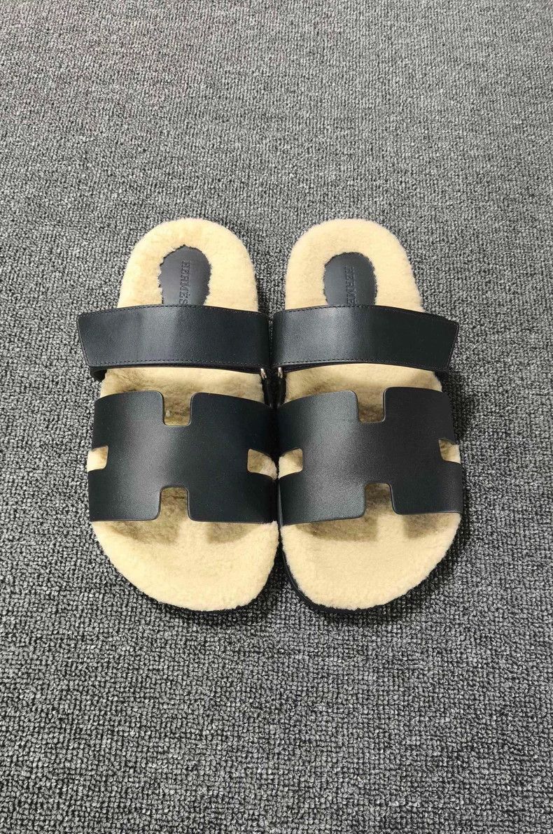 Hermes Black Chypre Teddy Fur Slides by Hermes-yf Size US 9 / EU 42 - 4 Thumbnail