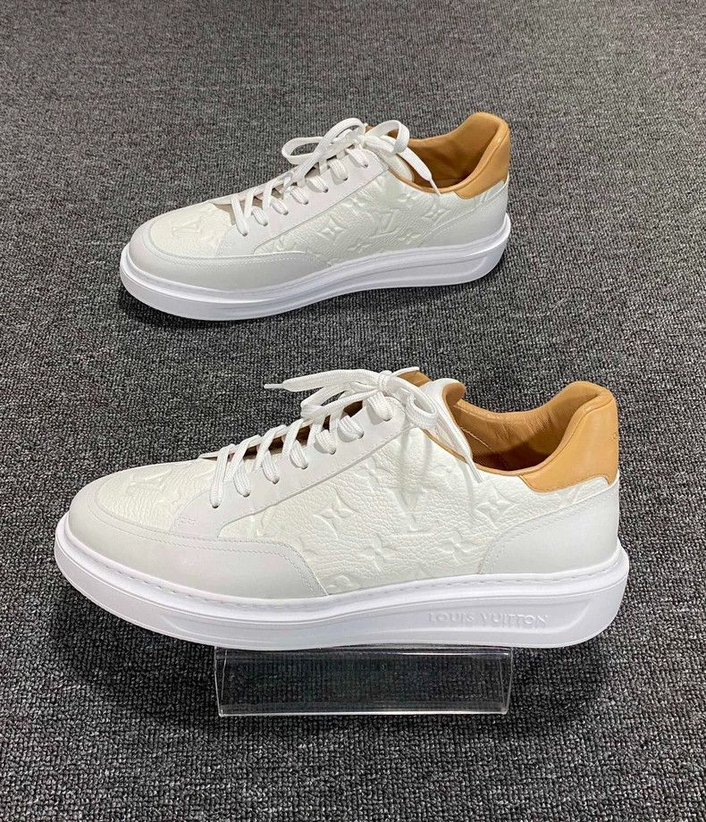 Louis Vuitton Louis Vuitton White Sneakers with Beige Accents-yf Size US 10 / EU 43 - 2 Thumbnail