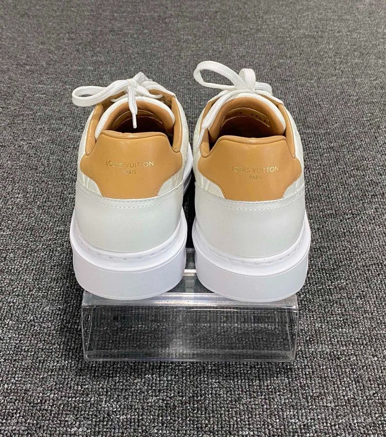 Louis Vuitton Louis Vuitton White Sneakers with Beige Accents-yf Size US 10 / EU 43 - 5 Thumbnail
