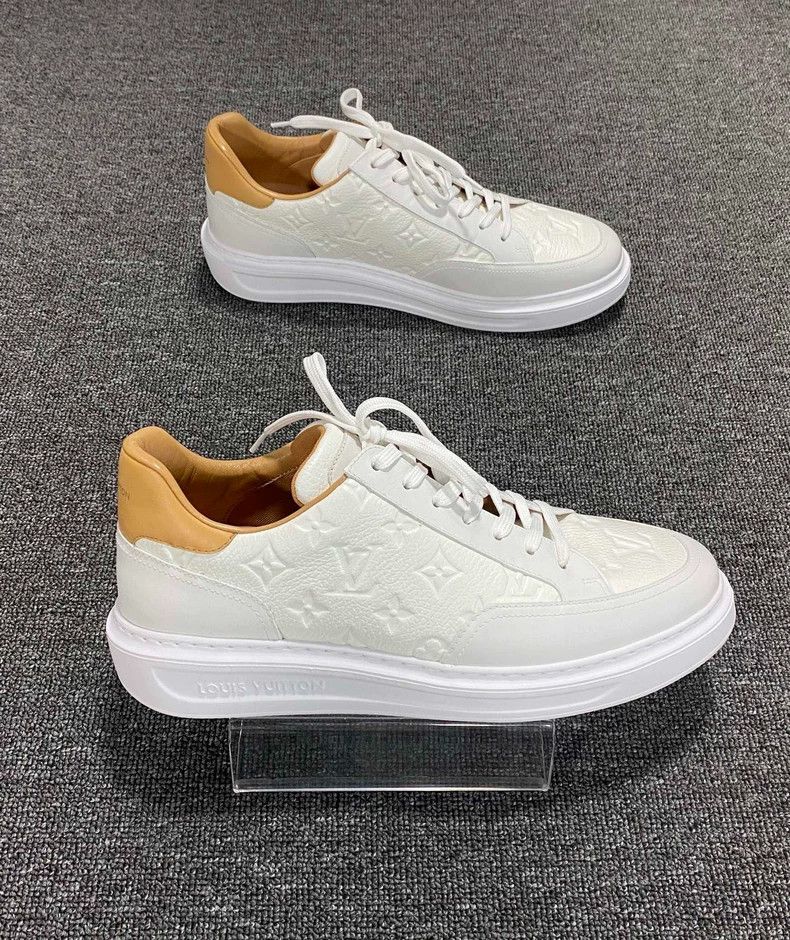 Louis Vuitton Louis Vuitton White Sneakers with Beige Accents-yf Size US 10 / EU 43 - 3 Thumbnail