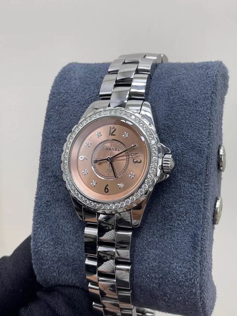 Chanel Chanel J12 Pink Dial Diamond Quartz Watch-yf Size ONE SIZE - 3 Thumbnail