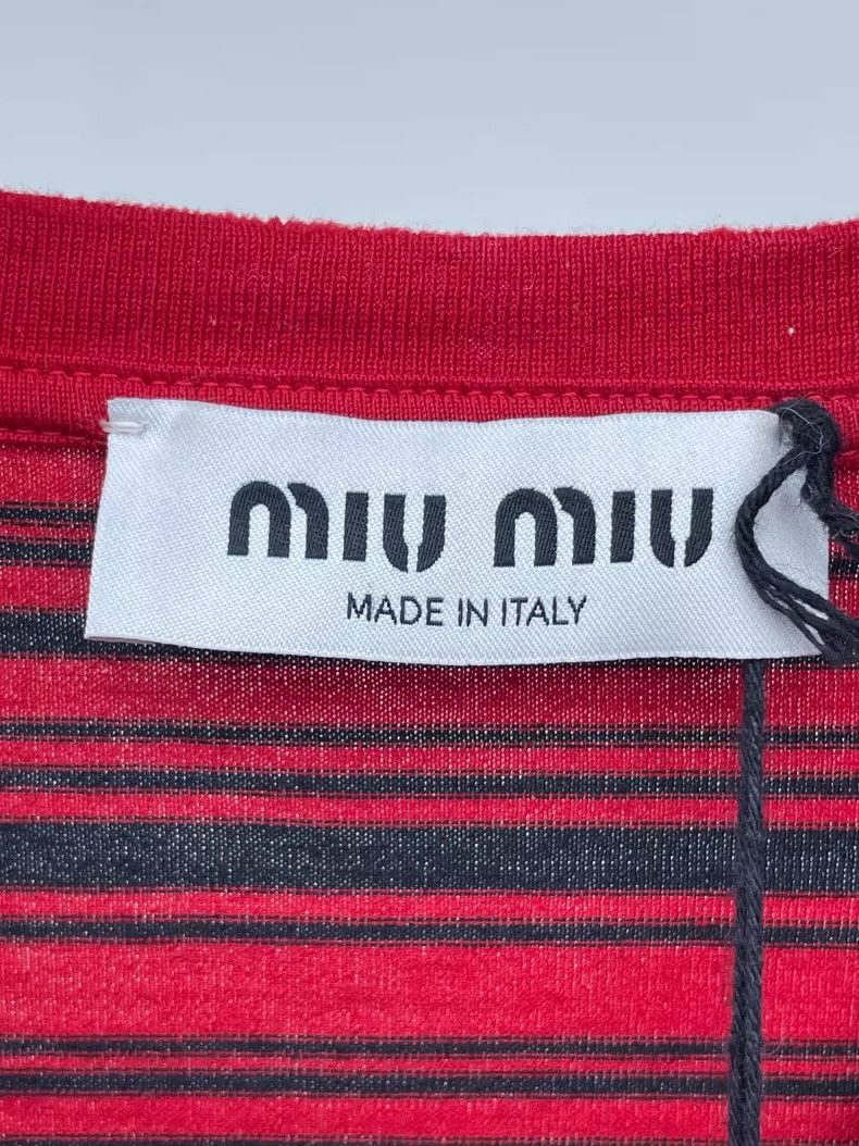 Miu Miu Miu Miu Long Sleeve Striped Top in Red-yf Size US XS / EU 42 / 0 - 5 Thumbnail