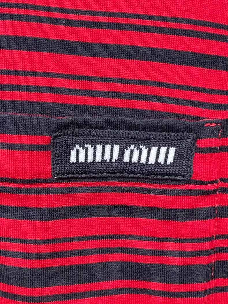 Miu Miu Miu Miu Long Sleeve Striped Top in Red-yf Size US XS / EU 42 / 0 - 3 Thumbnail