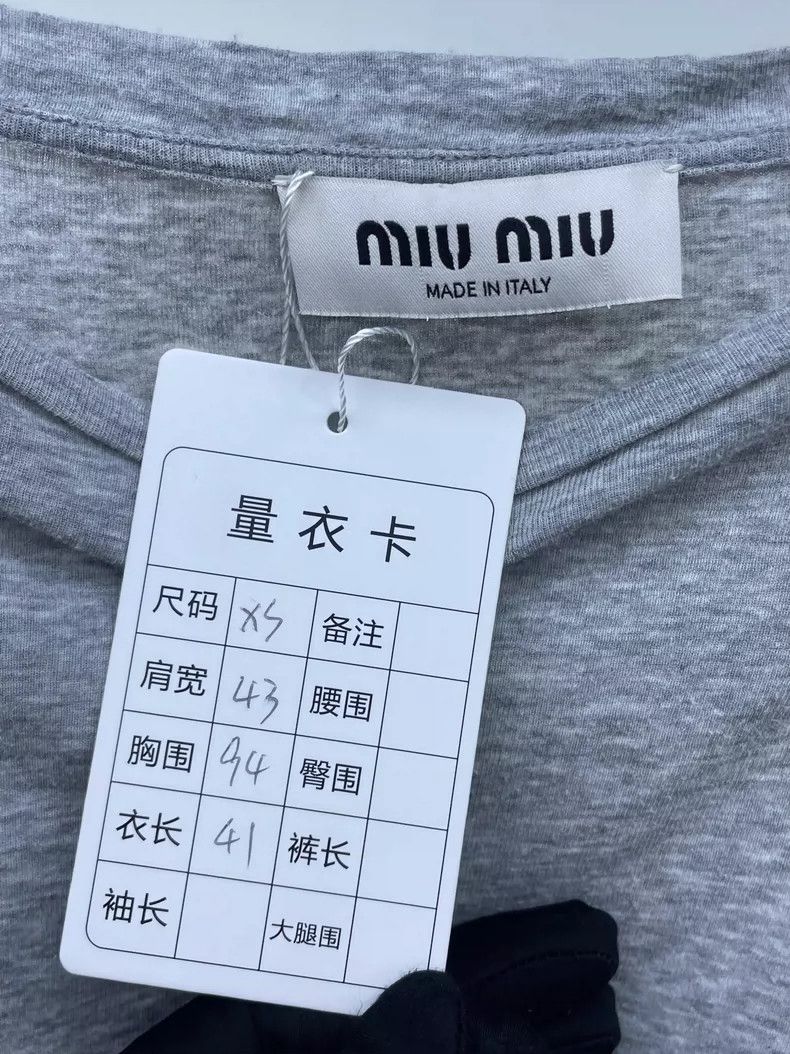 Miu Miu Miu Miu Gray Short Sleeve T-Shirt-yf Size US XS / EU 42 / 0 - 4 Thumbnail