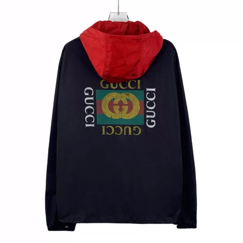 Gucci Gucci Black Logo Printed Hooded Jacket-yf Size US L / EU 52-54 / 3 - 2 Thumbnail