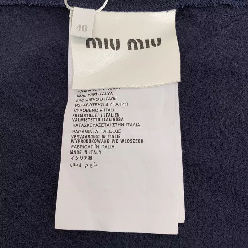 Miu Miu MiuMiu Navy Blue Sleeveless Shirt with Bow-yf Size US M / EU 48-50 / 2 - 6 Thumbnail