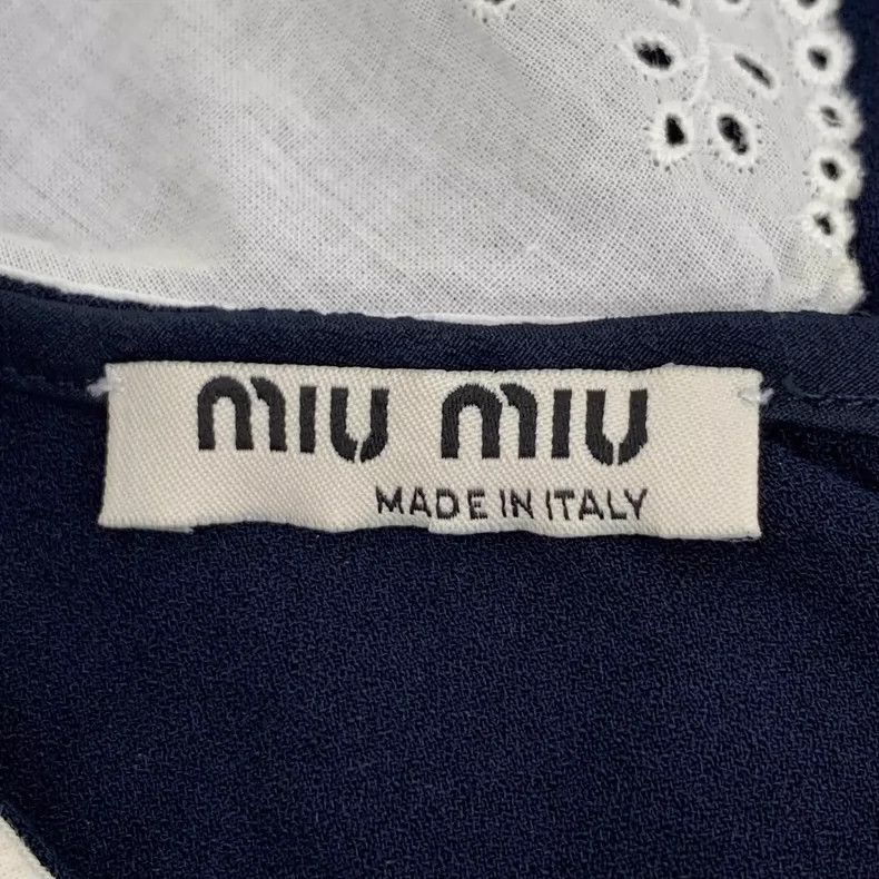 Miu Miu MiuMiu Navy Blue Sleeveless Shirt with Bow-yf Size US M / EU 48-50 / 2 - 5 Thumbnail