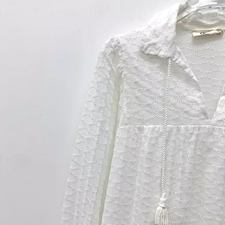Celine Celine White Long Sleeve Cotton Dress-yf Size US XS / EU 42 / 0 - 3 Thumbnail