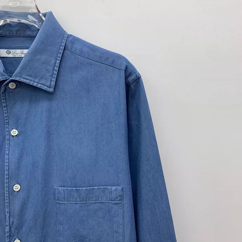 Ermenegildo Zegna Loro Piana Blue Cotton Long Sleeve Shirt-yf Size US M / EU 48-50 / 2 - 3 Thumbnail
