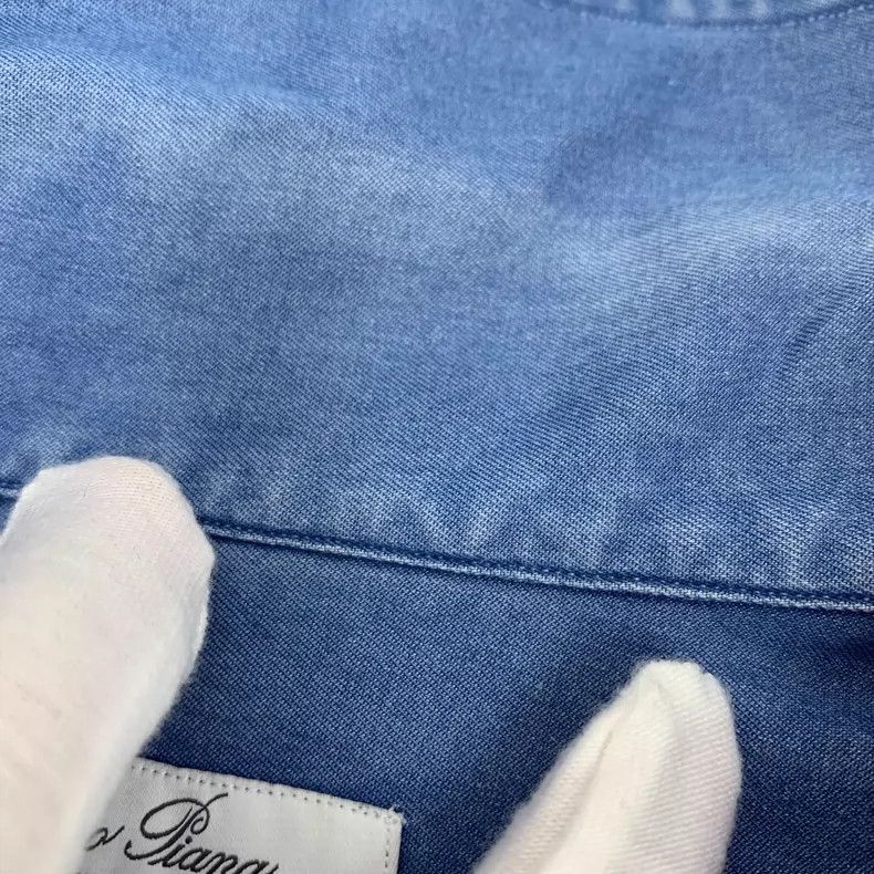 Ermenegildo Zegna Loro Piana Blue Cotton Long Sleeve Shirt-yf Size US M / EU 48-50 / 2 - 8 Thumbnail