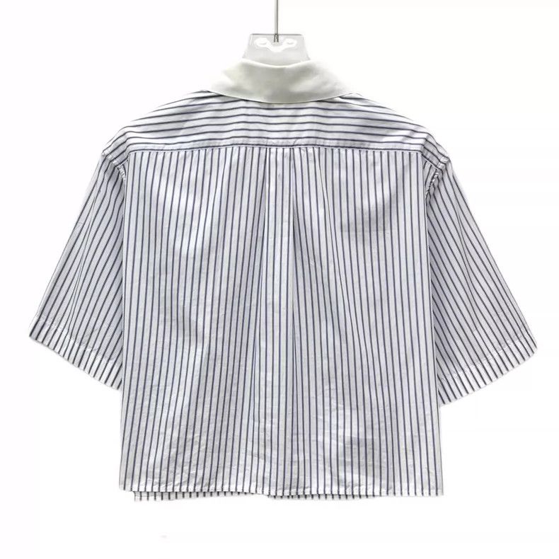 Celine Celine Light Blue Striped Short Sleeve Shirt-yf Size US S / EU 44-46 / 1 - 2 Thumbnail