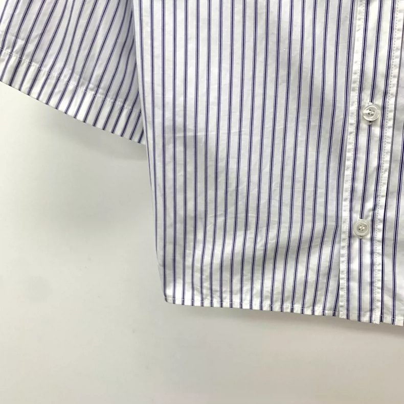 Celine Celine Light Blue Striped Short Sleeve Shirt-yf Size US S / EU 44-46 / 1 - 4 Thumbnail