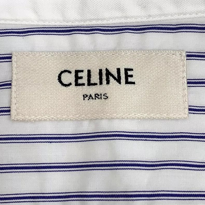 Celine Celine Light Blue Striped Short Sleeve Shirt-yf Size US S / EU 44-46 / 1 - 6 Thumbnail