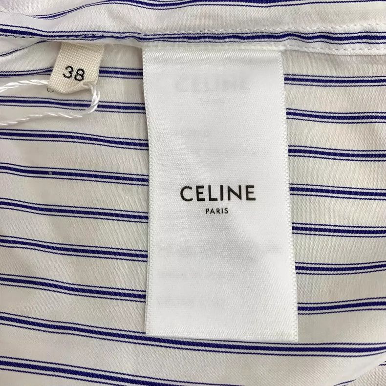 Celine Celine Light Blue Striped Short Sleeve Shirt-yf Size US S / EU 44-46 / 1 - 7 Thumbnail