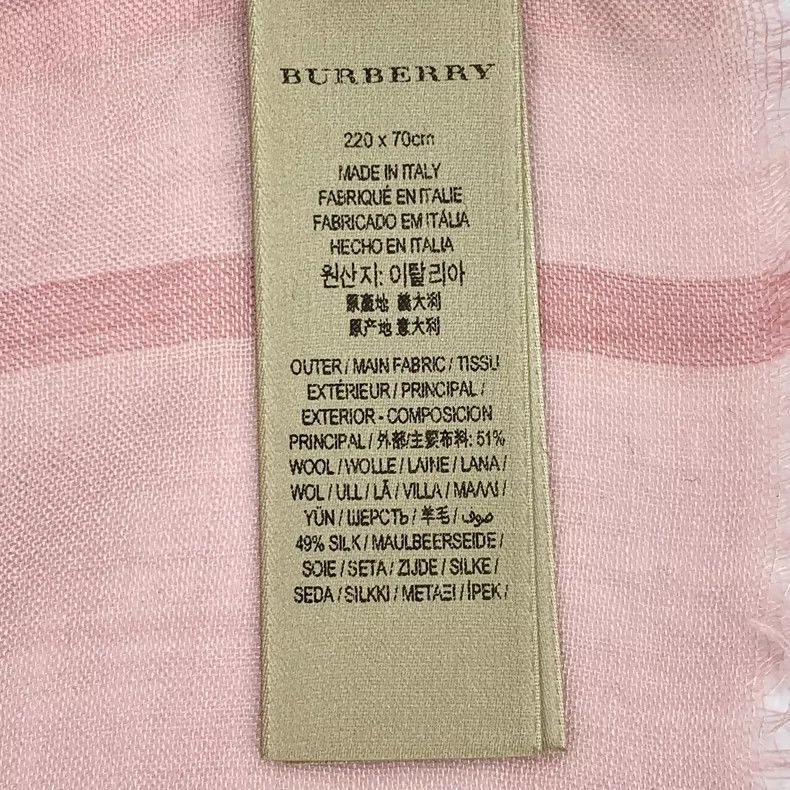 Burberry Burberry Pink Striped Cashmere Silk Scarf-yf Size ONE SIZE - 9 Thumbnail