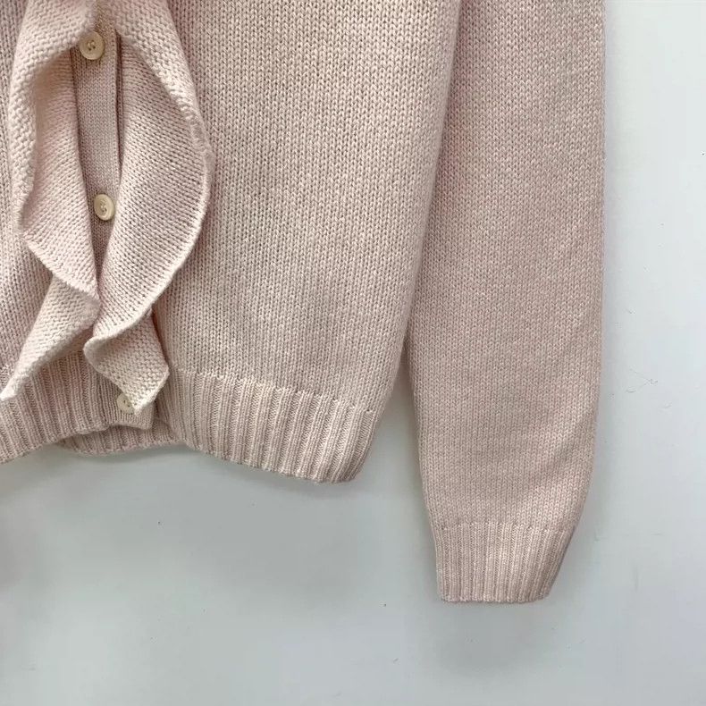 Prada Prada Pink Cashmere Ruffle Cardigan Sweater-yf Size US M / EU 48-50 / 2 - 4 Thumbnail