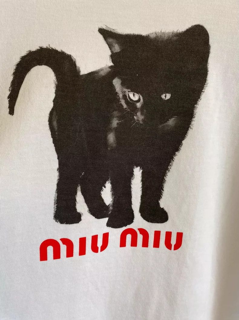 Miu Miu MiuMiu Cat Print Short Sleeve T-Shirt-yf Size US XS / EU 42 / 0 - 2 Thumbnail