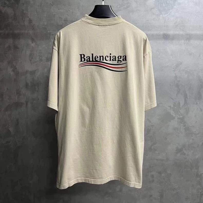 Balenciaga Balenciaga Beige Logo Embroidery Short Sleeve T-shirt-yf Size US XS / EU 42 / 0 - 2 Thumbnail
