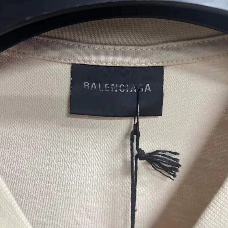 Balenciaga Balenciaga Beige Logo Embroidery Short Sleeve T-shirt-yf Size US XS / EU 42 / 0 - 3 Thumbnail