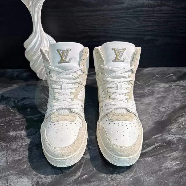 Louis Vuitton Lv High-Top Trainer Sneakers in Cream Color-yf Size US 9.5 / EU 42-43 - 2 Thumbnail