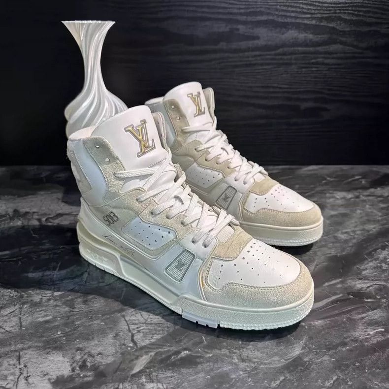 Louis Vuitton Lv High-Top Trainer Sneakers in Cream Color-yf Size US 9.5 / EU 42-43 - 3 Thumbnail